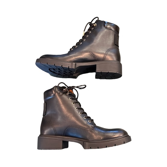Coach Lorimer Black Leather Bootie Classic Military Combat Boot Size 8 New - Picture 8 of 13